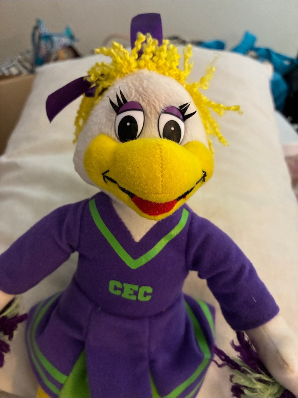 Y2K Nostalgic “Helen Henny”Purple & Green Cheerleader Plush Doll -CEC - Picture 2 of 7